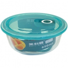 美利曼保鲜碗单只 圆形玻璃饭盒 650ml MF2C