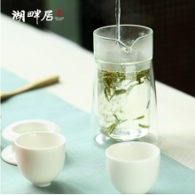 湖畔居 春茶龙井茶功夫茶茶具快客杯便携简易随身旅行玻璃泡茶宝一壶两杯 黑包 HCJ2001201