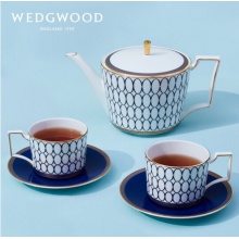 WEDGWOOD玮致活金粉年华1壶2杯2碟咖啡壶咖啡杯碟欧式茶杯碟