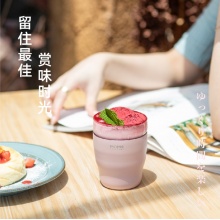 日本momo桌面不锈钢咖啡杯女情侣玻璃酒杯马克杯 330ml