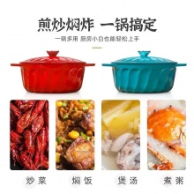 康宁铸铁珐琅螺纹锅